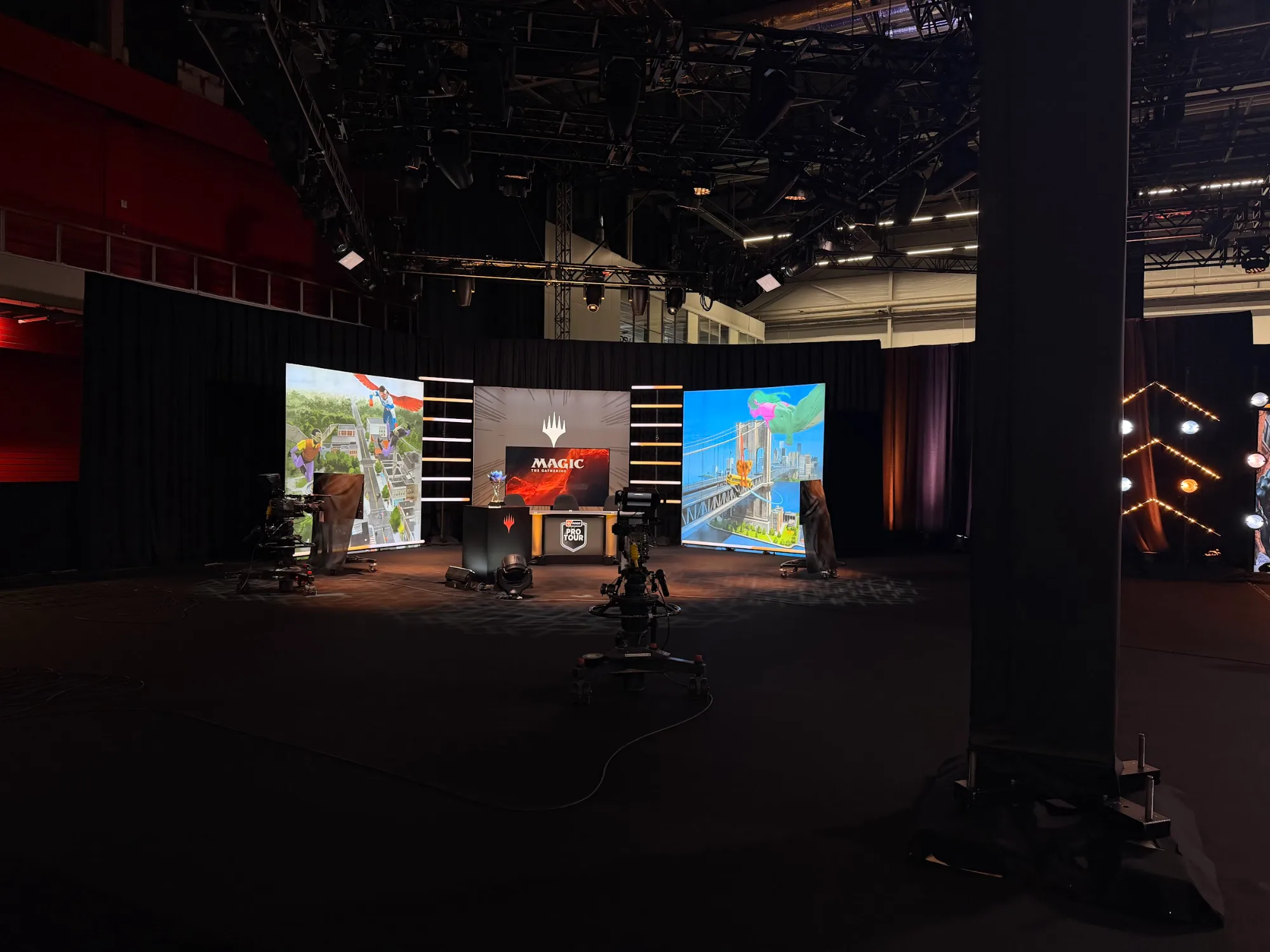 Pro Tour Stage at MagicCon Amsterdam 2026 with LED wall and lighting rig in RAI Amsterdam